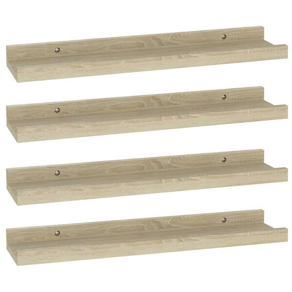 vidaXL Prateleiras de parede 4 pcs 40x9x3 cm carvalho sonoma