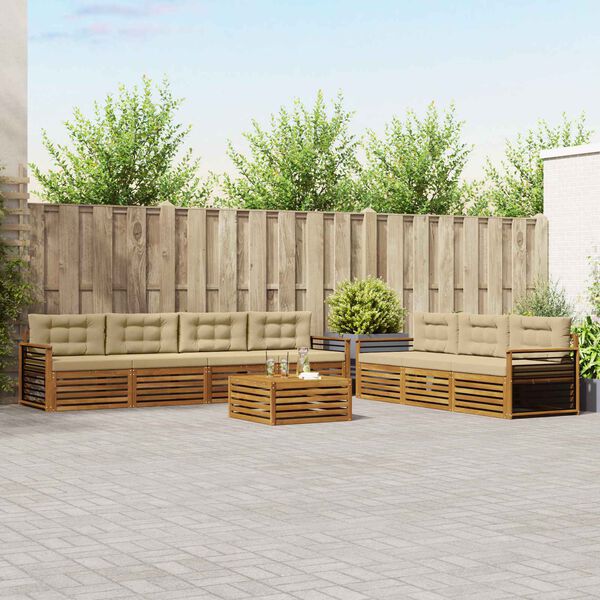 vidaXL Conjunto de Sof&aacute;s para Exterior 8 pcs Natural e Bege