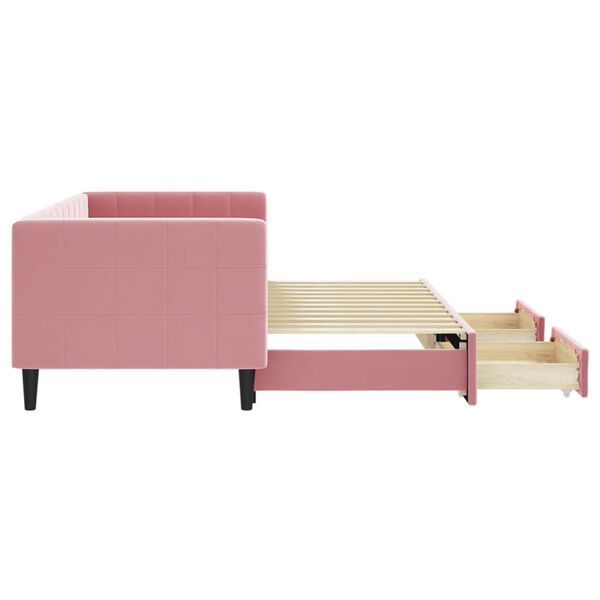 vidaXL Sofá-cama com gavetão e gavetas 80x200 cm veludo rosa