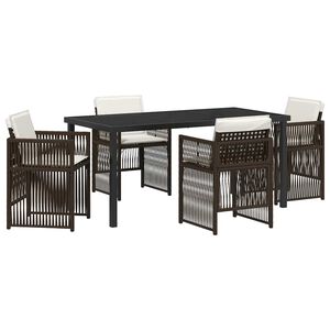vidaXL Conjunto de Jantar para Jardim 5 pcs Castanho