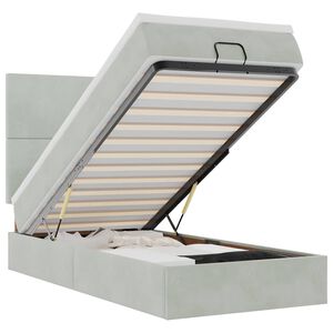 vidaXL Estrutura cama otomana colch&otilde;es 80x200 cm veludo cinzento claro