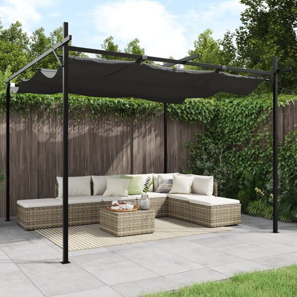 vidaXL Pérgola com toldo retrátil 295x292x230 cm cor antracite