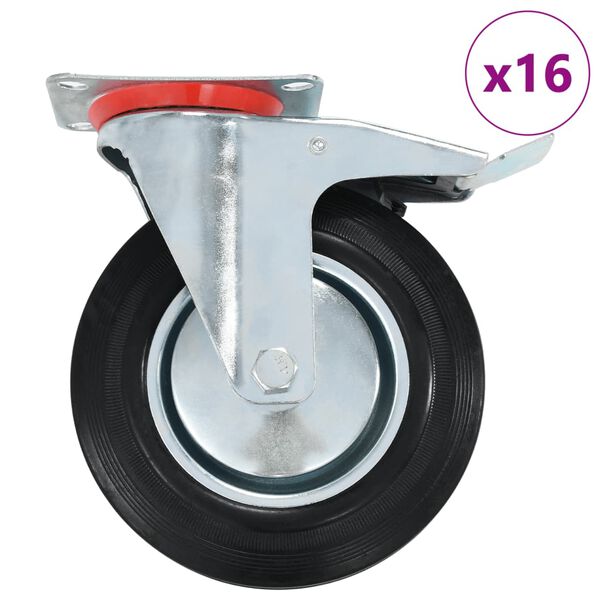 vidaXL 16 pcs rodas girat&oacute;rias 200 mm