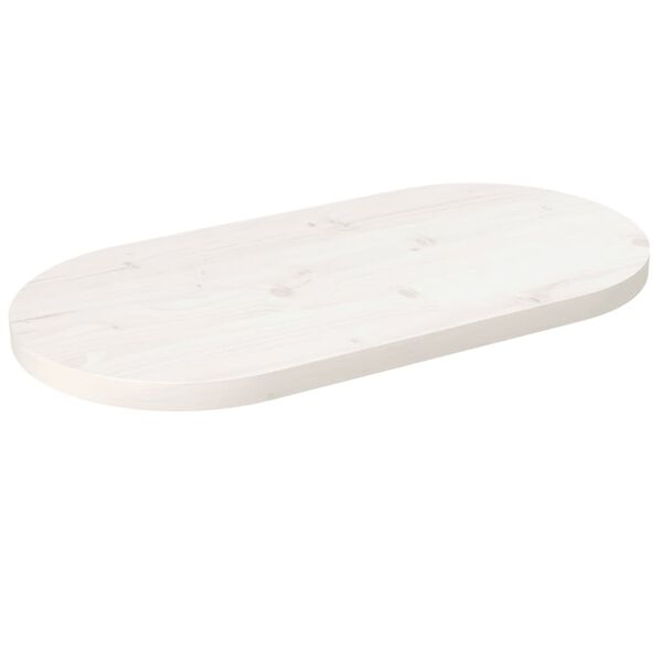 vidaXL Tampo de mesa oval 80x40x2,5 cm pinho maci&ccedil;o branco