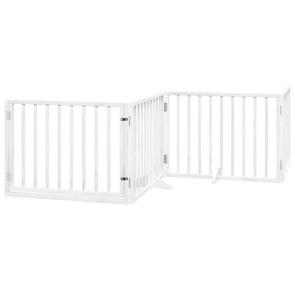 vidaXL Port&atilde;o p/ c&atilde;es com porta dobr&aacute;vel 6 pain&eacute;is 480 cm &aacute;lamo branco