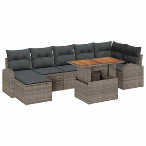 vidaXL Conjunto de Sof&aacute; de Jardim com almofada 8 pcs Cinzeto