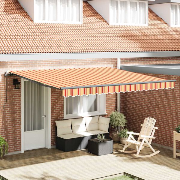 vidaXL Toldo Retr&aacute;til Amarelo e Laranja 400 &times; 300 cm Poli&eacute;ster e A&ccedil;o