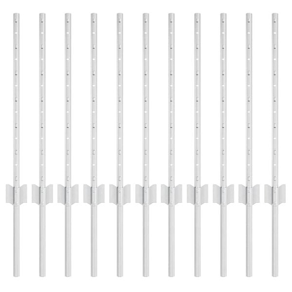 vidaXL Poste de Cerca 11 pcs Prateado 60 cm A&ccedil;o