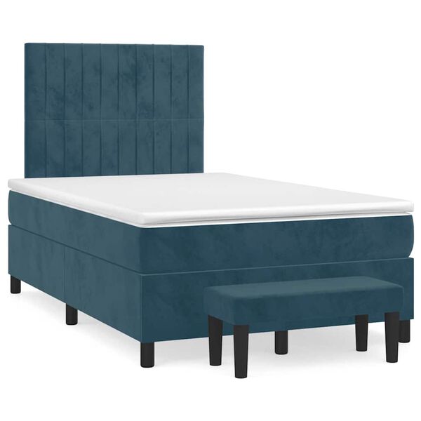 vidaXL Cama boxspring com colch&atilde;o 120x200 cm veludo azul-escuro