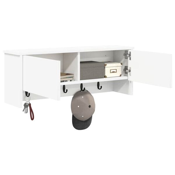 vidaXL Cabideiro de Parede Branco 80 x 20 x 30 cm Madeira processada