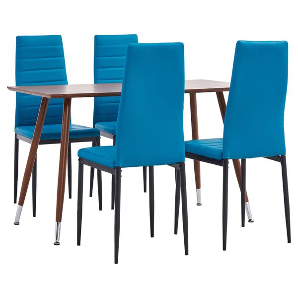 vidaXL 5 pcs conjunto de jantar couro artificial azul-mar