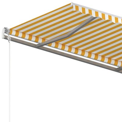 vidaXL Toldo retrátil manual com postes 4x3 m amarelo e branco