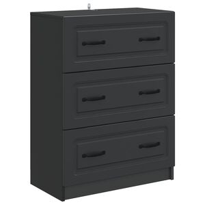 vidaXL Gabinete de Gavetas Preto 66 x 34,5 x 87 cm