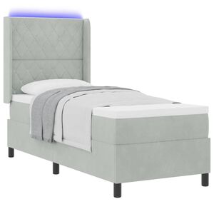 vidaXL Cama Box com colch&atilde;o com led Cinzento-claro 80 x 200 cm Veludo