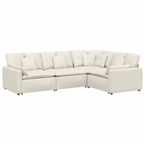 vidaXL Sof&aacute; modular com almofadas veludo creme