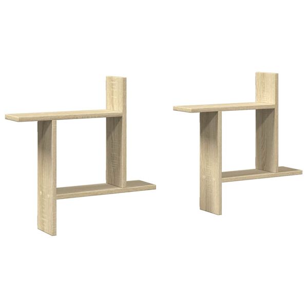vidaXL Prateleiras de parede 2pcs derivados de madeira carvalho sonoma
