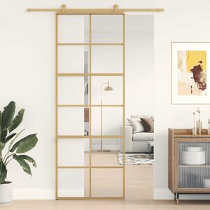 vidaXL Porta deslizante 76x205 cm vidro ESG/alum&iacute;nio dourado