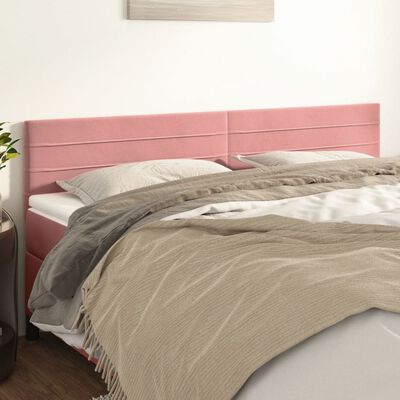 vidaXL Cabeceira de cama 2 pcs veludo 100x5x78/88 cm rosa