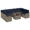 vidaXL Conjunto de Sof&aacute; de Jardim 10 unid. Cinzeto Rattan Sint&eacute;tico