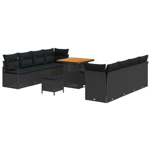 vidaXL Conjunto de Sof&aacute; de Jardim com almofada Preto 80 x 80 x 71 cm