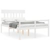 vidaXL Cama de casal para idosos c/ cabeceira madeira maci&ccedil;a branco