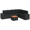 vidaXL 7 pcs conjunto de sof&aacute;s p/ jardim c/ almofad&otilde;es vime PE preto