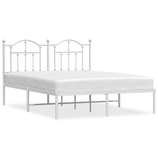 vidaXL Estrutura de cama com cabeceira 140x190 cm metal branco