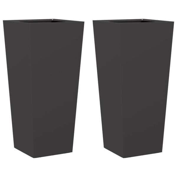 vidaXL Vaso/floreira de jardim 2 pcs 35x35x75 cm a&ccedil;o preto