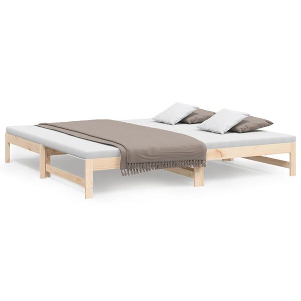 vidaXL Sofá-cama de puxar 2x(80x200) cm madeira de pinho maciça