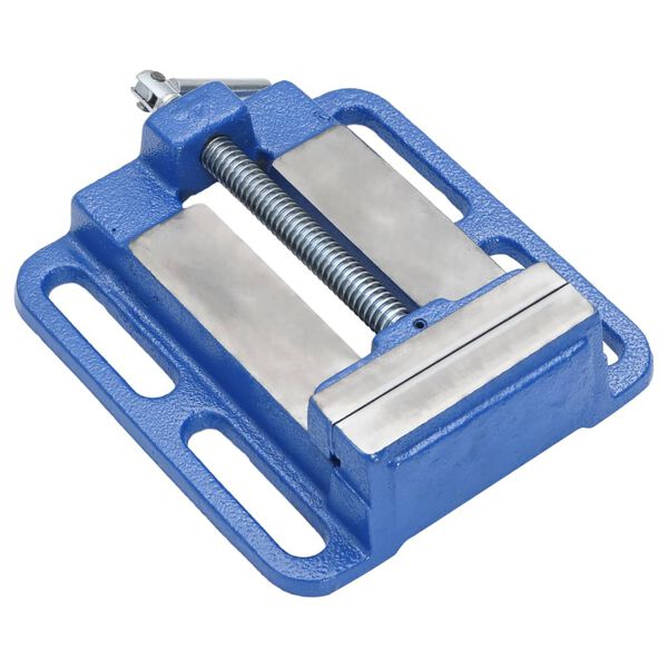 vidaXL Torno para furadora 100 mm ferro fundido azul