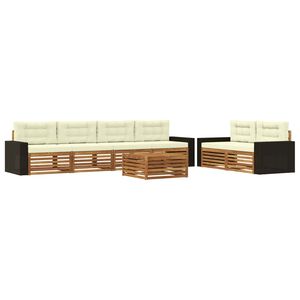 vidaXL Conjunto de Sof&aacute;s para Exterior 7 unid. Natural e Creme