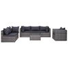 vidaXL 7 pcs sof&aacute;s de jardim c/ almofad&otilde;es+almofadas vime PE cinzento