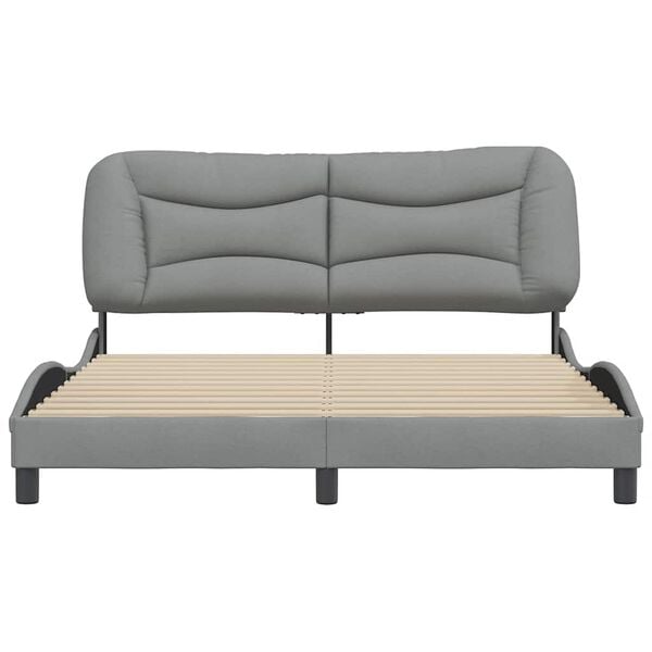 vidaXL Estrutura de cama sem colch&atilde;o Hvar 160x200 cm tecido cinzento-claro