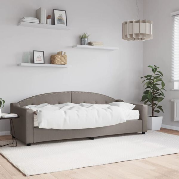 vidaXL Sof&aacute;-cama com colch&atilde;o 80x200 cm tecido cinzento-acastanhado