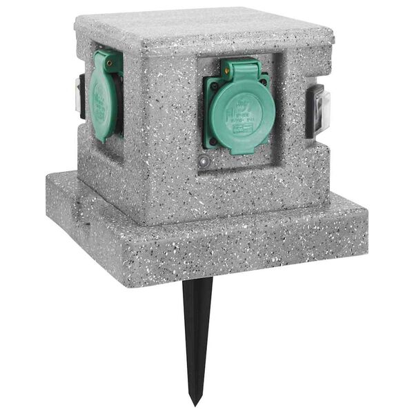 vidaXL Tomada para jardim com sensor de crep&uacute;sculo pl&aacute;stico