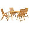 vidaXL Conjunto de jantar p/ jardim 5 pcs 140x80x74 cm madeira de ac&aacute;cia maci&ccedil;a