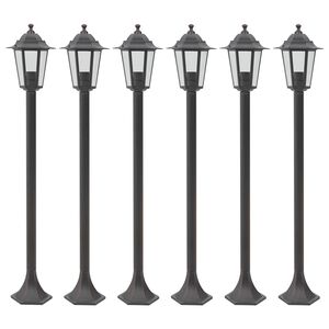 vidaXL Candeeiros de p&eacute; para jardim 6 pcs E27 110 cm alum&iacute;nio bronze