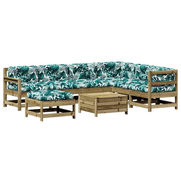 vidaXL 8 pcs conjunto lounge de jardim c/ almofad&otilde;es pinho impregnado