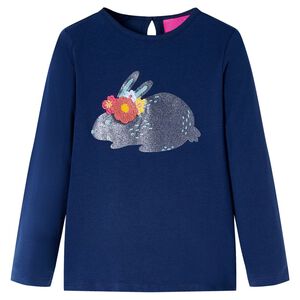 T-shirt de manga comprida para crian&ccedil;a azul-marinho 104