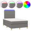 vidaXL Cama box spring c/ colch&atilde;o e LED 120x190 cm tecido cinza-escuro