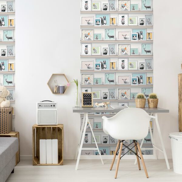 DUTCH WALLCOVERINGS Papel de parede molduras animais multicor L325-01