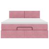 vidaXL Estrutura de cama otomana com colch&atilde;o 140x190 cm veludo rosa