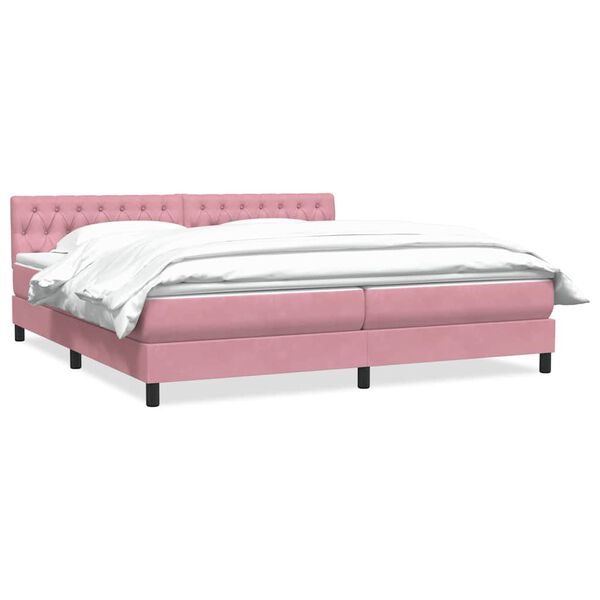 vidaXL Cama com molas colch&atilde;o 200x210 cm veludo rosa
