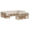 vidaXL Conjunto de Sof&aacute;s para Exterior 13 pcs Natural e Branco Creme
