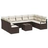 vidaXL Conjunto de Sof&aacute; de Jardim 10 unid. Marrom e Creme vime PE