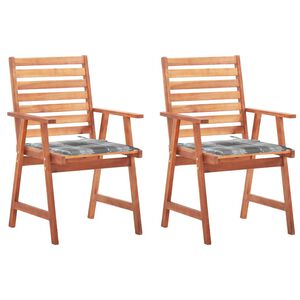 vidaXL Cadeiras de jantar p/ jardim 2 pcs c/ almofad&otilde;es ac&aacute;cia maci&ccedil;a