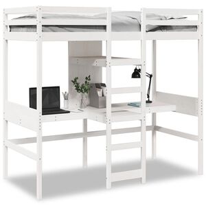 vidaXL Cama alta sem colch&atilde;o 80x200 cm pinho maci&ccedil;o branco