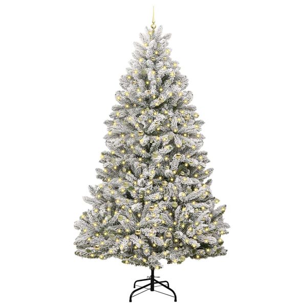 vidaXL Árvore de Natal Artificial Verde e Branco 270 cm PVC e Metal