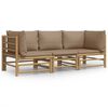vidaXL 3 pcs conj. lounge jardim bambu almofad&otilde;es cinzento-acastanhado