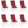vidaXL Almofad&otilde;es p/ cadeiras altas jardim 6 pcs tecido vermelho tinto